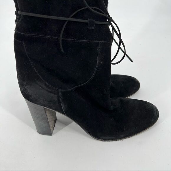 Free People Mila Foldover Ankle Heeled Booties Black Suede EU41 US10 NWOT - Picture 6 of 11